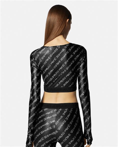 versace print crop top|Versace tops women on sale.